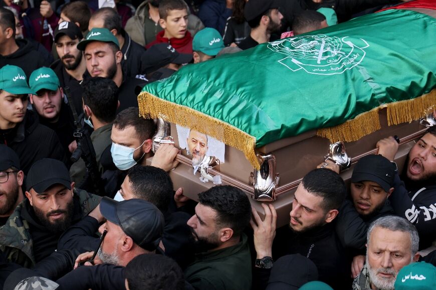 Aruri's funeral in Lebanon was attended by hundreds of mournerse