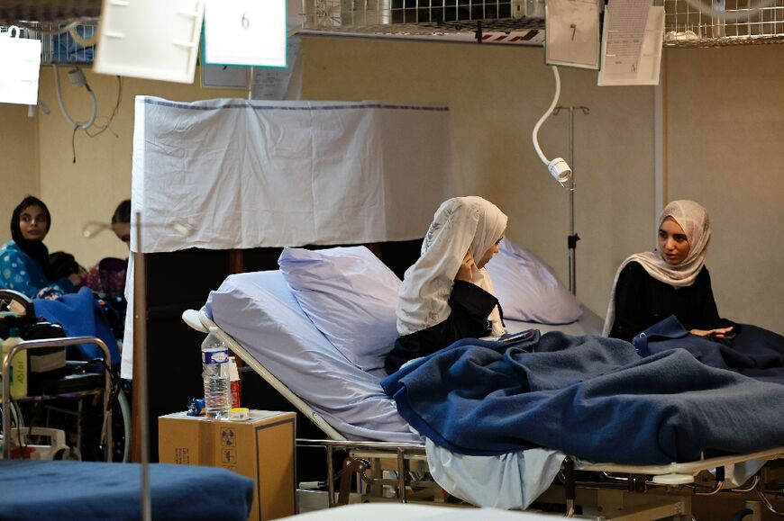 Wounded Palestinian women receive treatment on board the ship