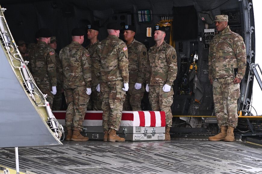 The bodies of three slain US soldiers were returned to Dover Air Force Base in Delaware 
