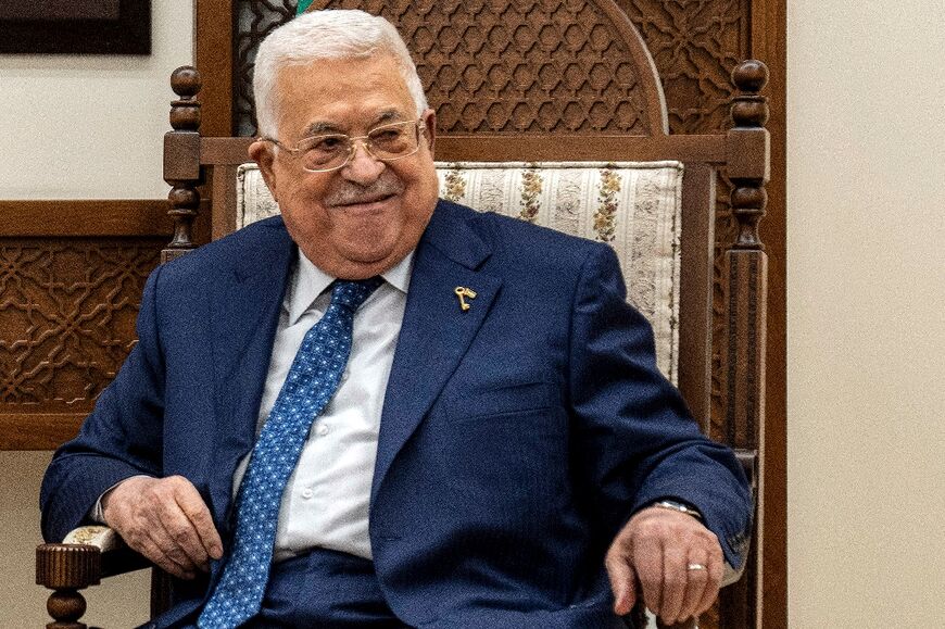 Palestinian president Mahmud Abbas at his headquarters in the city of Ramallah in the occupied West Bank on February 5, 2024