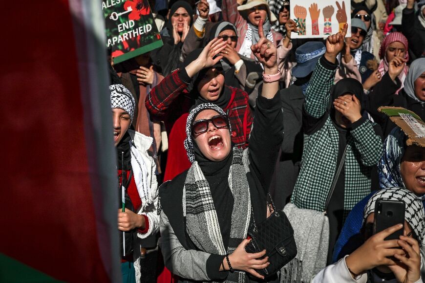 Thousands rallied in Morocco's capital in solidarity with Gazans
