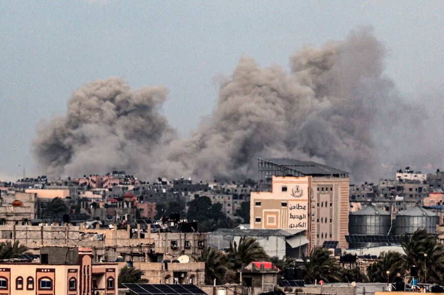 Smoke rising over Khan Yunis, southern Gaza's main city, nearly four months into the war