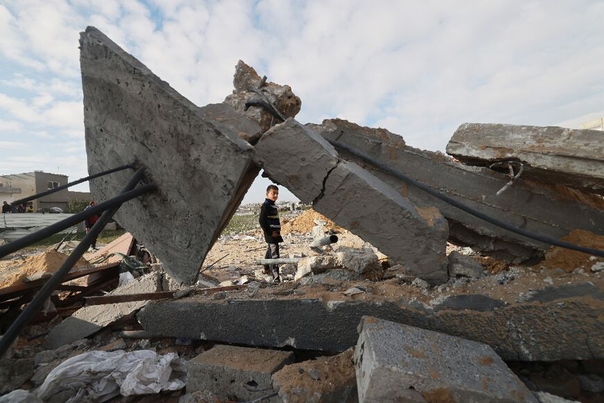 A destroyed house in Rafah after Israeli air strikes 
