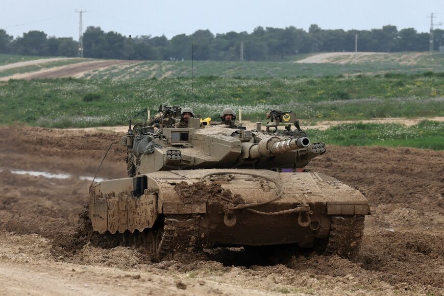 Israeli troops along the border with the Gaza Strip