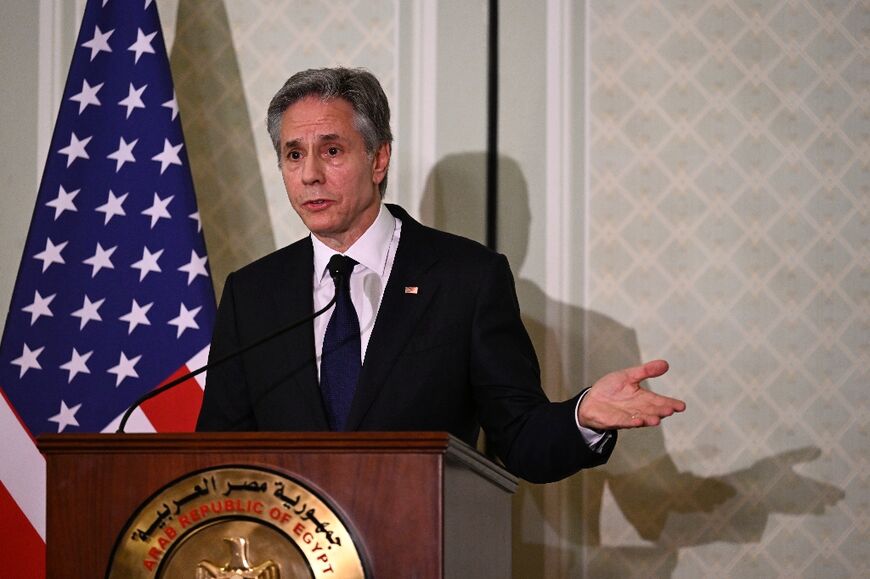 US Secretary of State Antony Blinken speaks during a joint press conference with Egypt's foreign minister