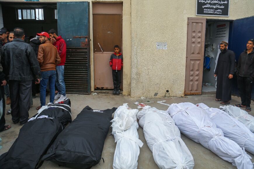 Because there were not enough body bags some members of the Tabatibi family killed in the Israeli strike were wrapped in white cloth