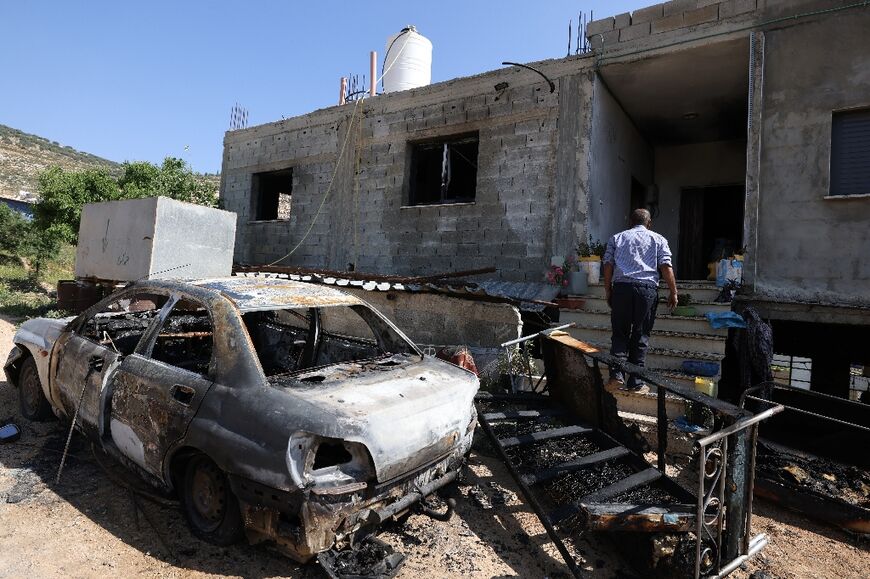 Homes and vehicles were torched in the village of Al-Mughayyir in settler violence triggered by the killing of an Israeli teenager