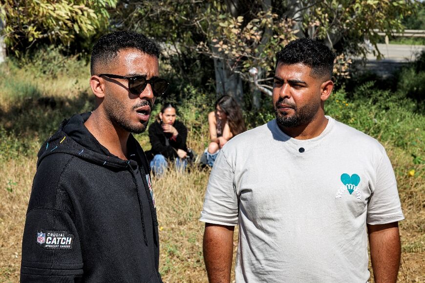 Brothers Neria and Daniel Sharabi, survivors of the October 7 attack on the Supernova music festival by Palestinian militants, returned to the site in southern Israel