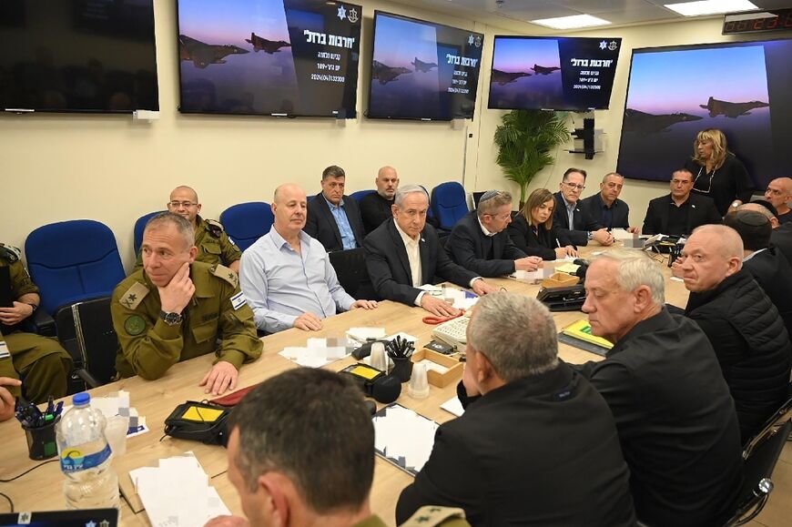 Israeli Prime Minister Benjamin Netanyahu convenes his war cabinet in Tel Aviv