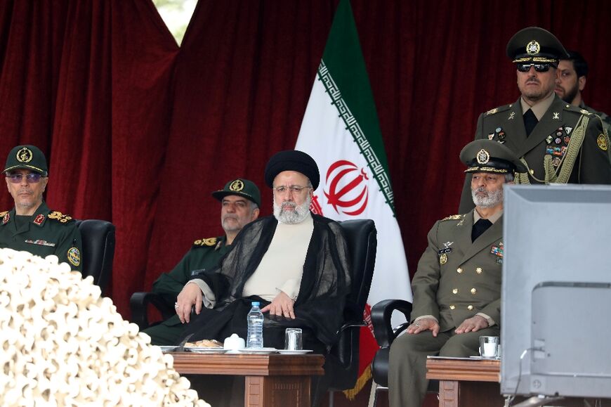 Iran's President Ebrahim Raisi attends a military parade in Tehran on April 17, 2024