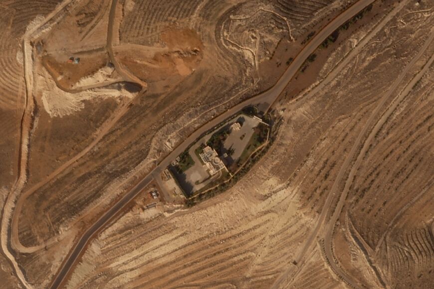 A satellite view of Maher al-Assad's private office with its underground vaults above Damascus 
