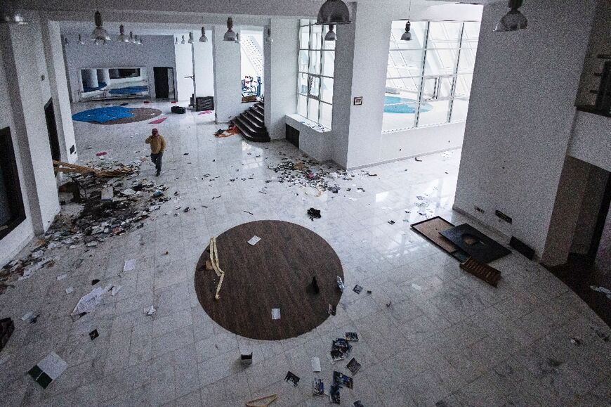 Maher al-Assad's enormous villa on the outskirts of Damascus which was looted as soon as the regime fell