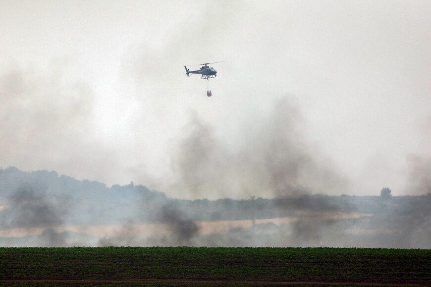 A helicopter is deployed in the firefight near the central Israeli town of Bet Shemesh