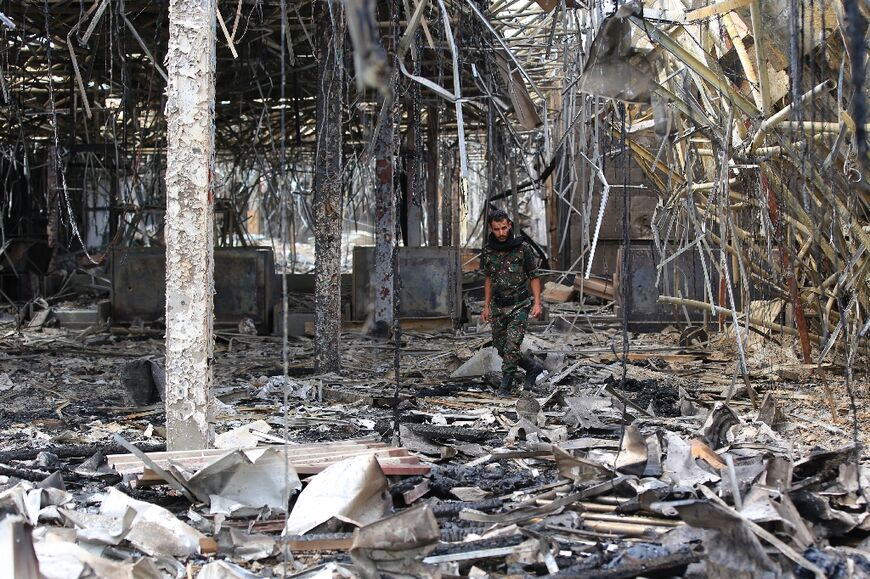 Damage at Sanaa International Airport a day after the attack by Israeli warplanes