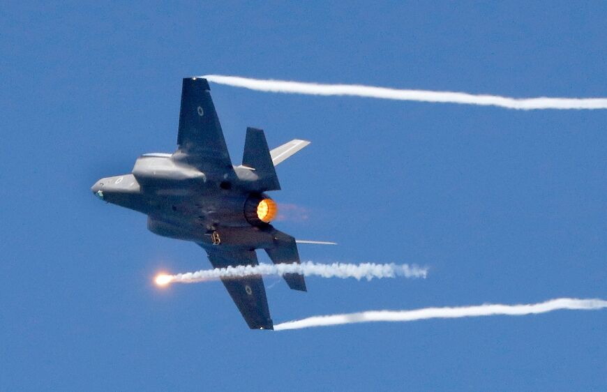 An Israeli F-35 fighter jet pictured at an air show