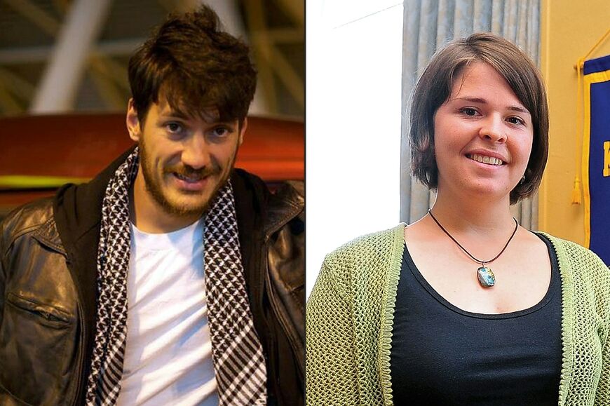 A combination of pictures shows freelance photographer Austin Tice and Kayla Mueller