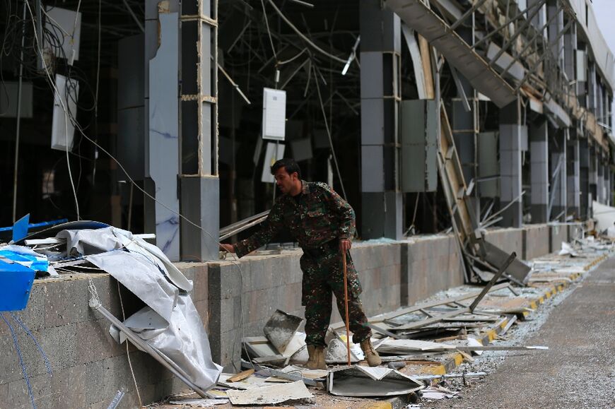 Damage at Sanaa airport after the Israeli attack