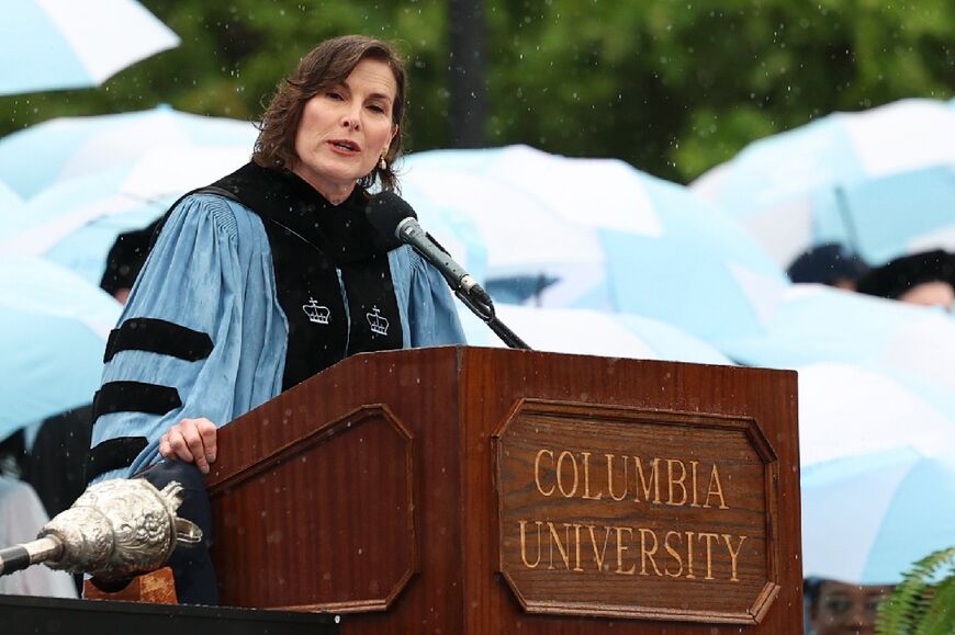 Columbia University acting President Claire Shipman encouraged students to uphold democracy 