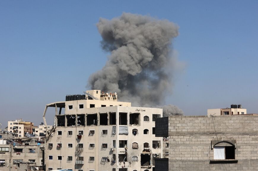 Smoke plumed up after an Israeli strike on Gaza City