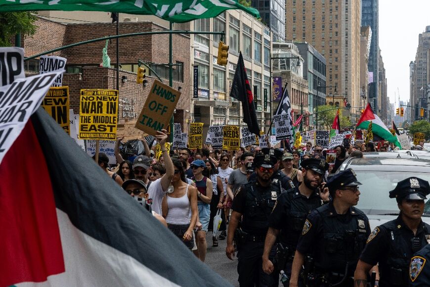 Protesters march in New York city against the US strikes against Iran as fears grow of a wider Middle East conflict