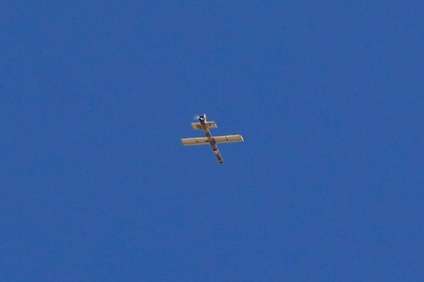 An Israeli drone is seen flying over Sweida on Wednesday.