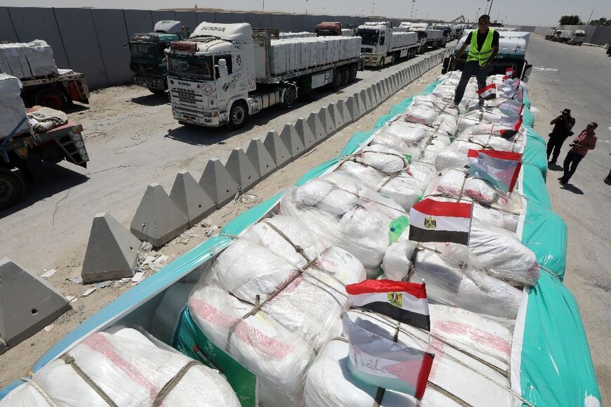 Huge quantities of aid are stuck at the Egypt-Gaza border awaiting approval or rejection