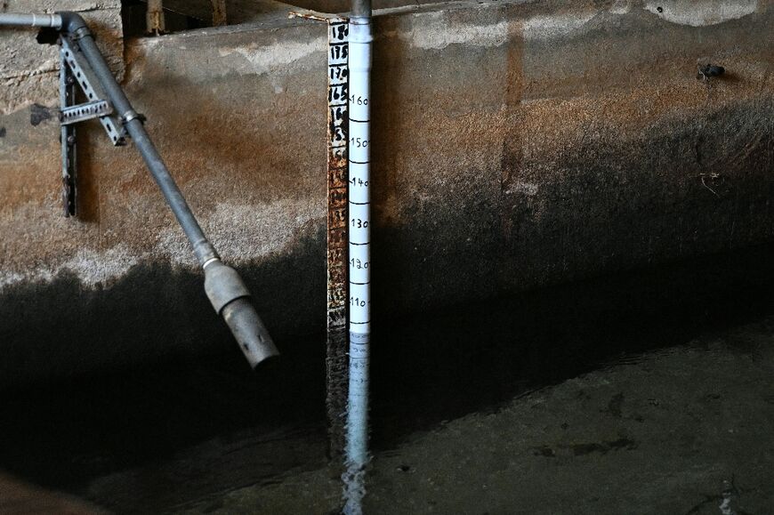 Low water levels are seen at the source feeding the pumping station of the Beirut and Mount Lebanon Water Establishment in Dbayeh