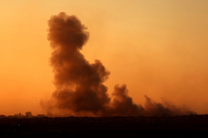 Smoke billows during an Israeli strike on Gaza as the country carries out a new assault on the besieged Palestinian territory