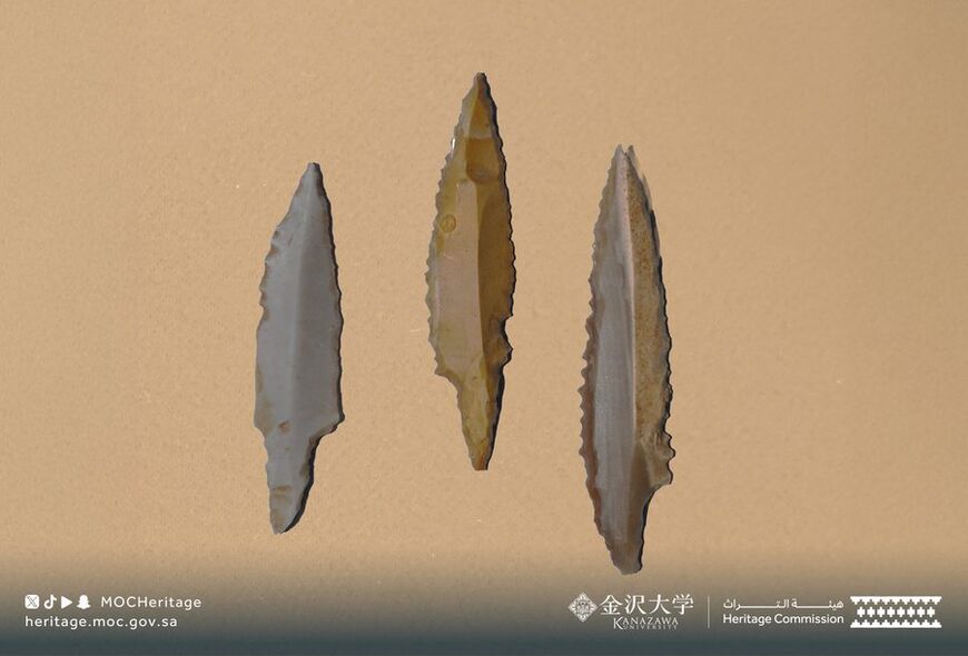 A photo of arrowheads found at the Masyoun site published by Saudi's Arabia's Heritage Commission.