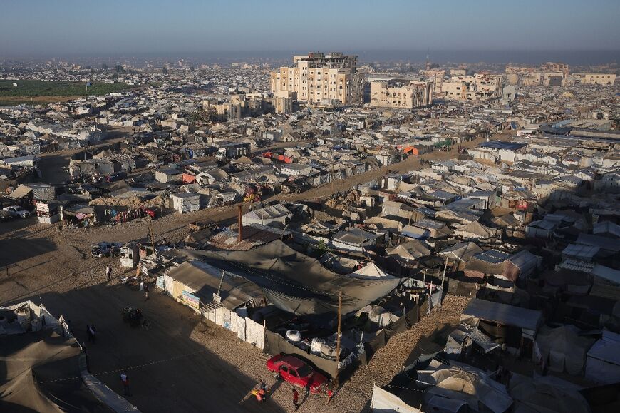 Much of Gaza lies in runs, leaving hundreds of thousands of families living in makeshift displacement camps like this one in Khan Yunis in the south of the territory