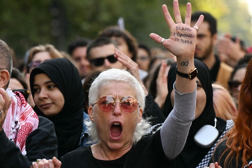 Angry demonstrators rallied in Milan