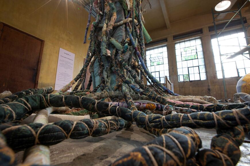 “It’s All About Perspective” installation by Bokja at Threads of Life exhibition in Abroyan Factory, photo by Bernard Khalil, credit Mariana Wehbe Public Relations