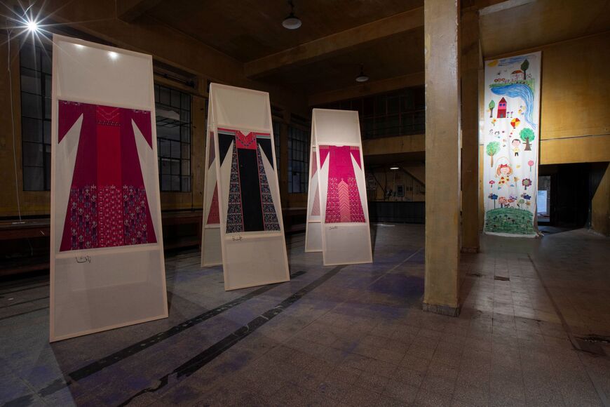 “A Nation in Stitches,” installation by Lebanese Inaash association at the “Threads of Life” exhibition at Abroyan Factory, photo by Bernard Khalil, credits to Mariana Wehbe Public Relations 