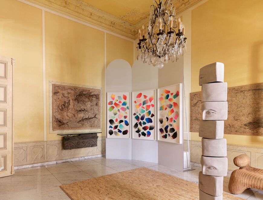 “Much Peace, Love and Joy,” an immersive installation by the Japanese creative unit SPREAD, at Villa Audi Mosaic Museum. Photo by Dia Mrad, credit Mariana Wehbe Public Relations