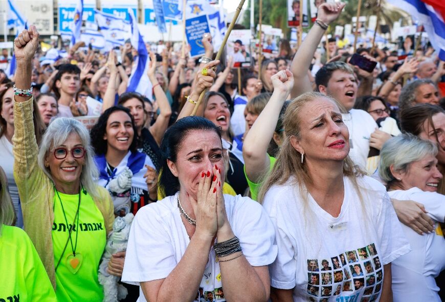 People at Hostage Square in Tel Aviv celebrated the return of the captives 