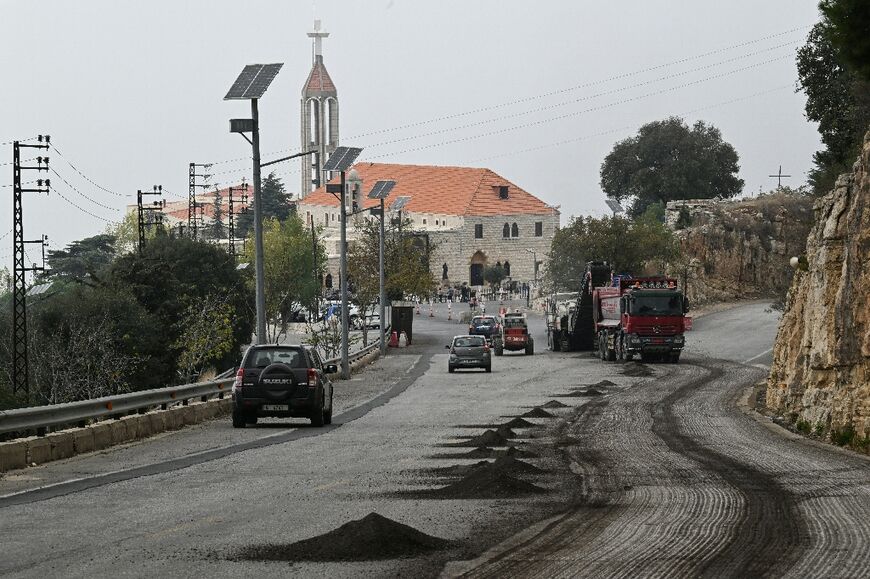 Repairs to the road leading to the monastery ahead of the papal visit