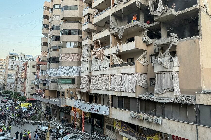 Ambulances were sent to the scene in Haret Hreik following the strike