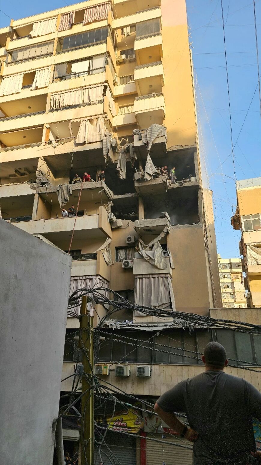 Rescuers searched for survivors inside the building