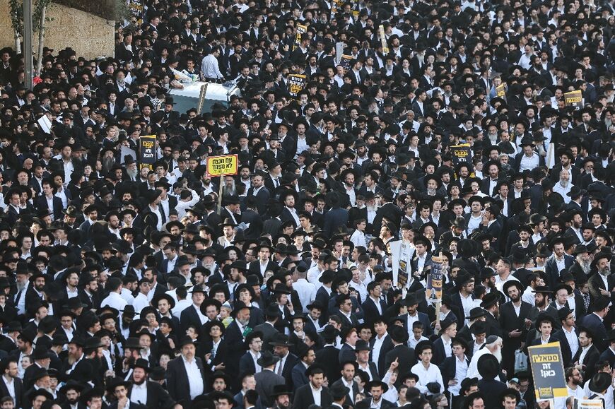 Ultra-Orthodox Jews protesting against conscription into Israel's armed forces