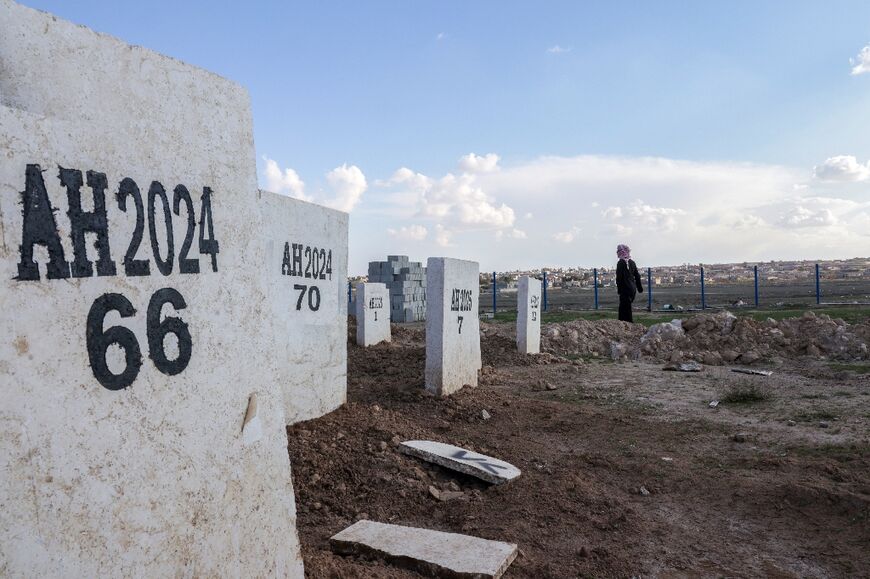 Tombstones without names at the Al-Hol camp's cemetery