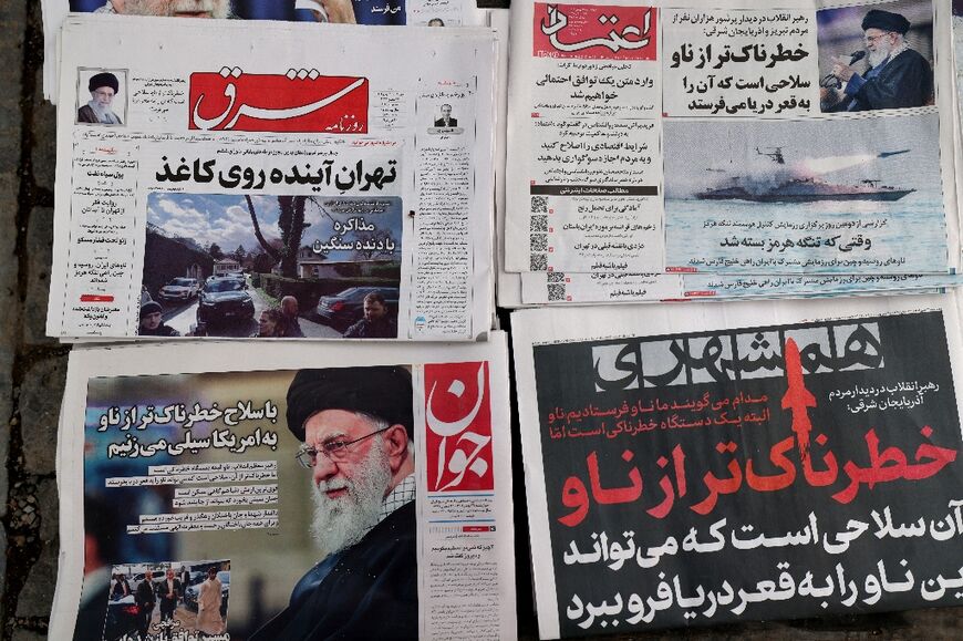 Iranian newspapers lead with the image of Iran's Supreme Leader Ayatollah Ali Khamenei