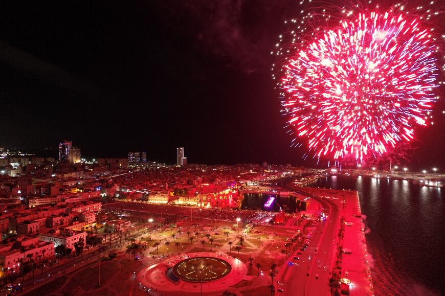 Fireworks light up the sky in Libya's capital on the 15th anniversary of the uprising against Muammar Gaddafi