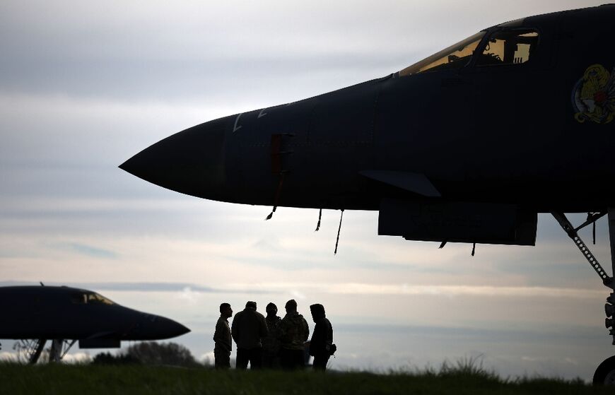 A US Air Force B-1 Lancer bomber at RAF Fairford in south-west England on March 10, 2026