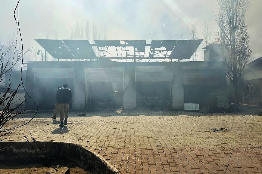 Smoke billows from the United Nations office building at Skardu in Pakistan's Gilgit-Baltistan region on March 1, 2026