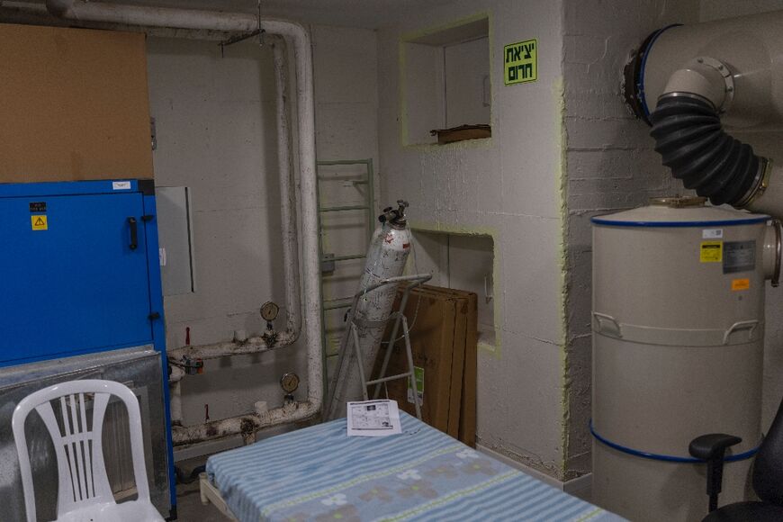 Equipment inside the bomb shelter at the Shalvata Mental Health Centre