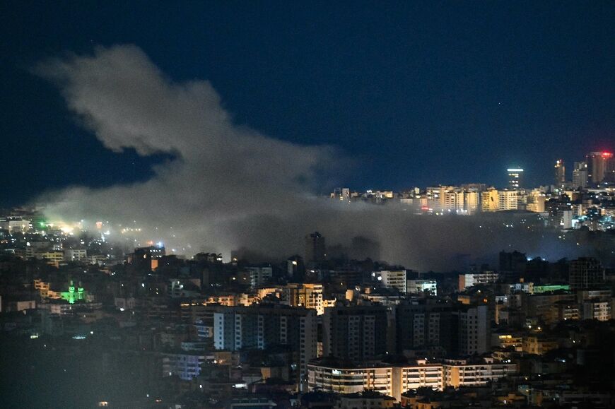 Smoke rises from the site of an Israeli airs trike that targeted an area in Beirut's southern neighborhood 
