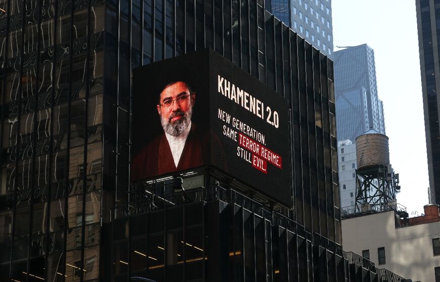 An Israeli message in New York's Times Square warns against Mojtaba Khamenei, who was appointed as the new Supreme Leader of Iran following Israel's killing of his father