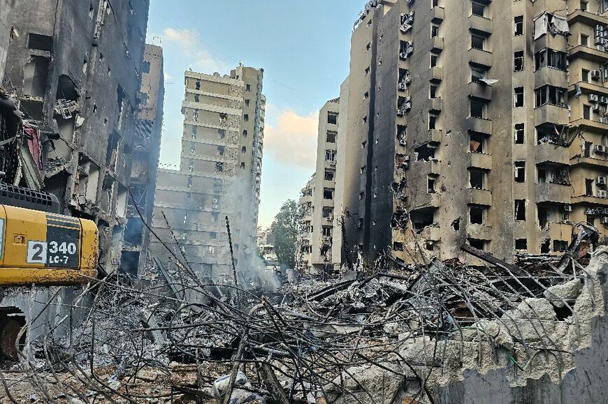 Aftermath of an Israeli strike in southern Beirut on April 9, 2026