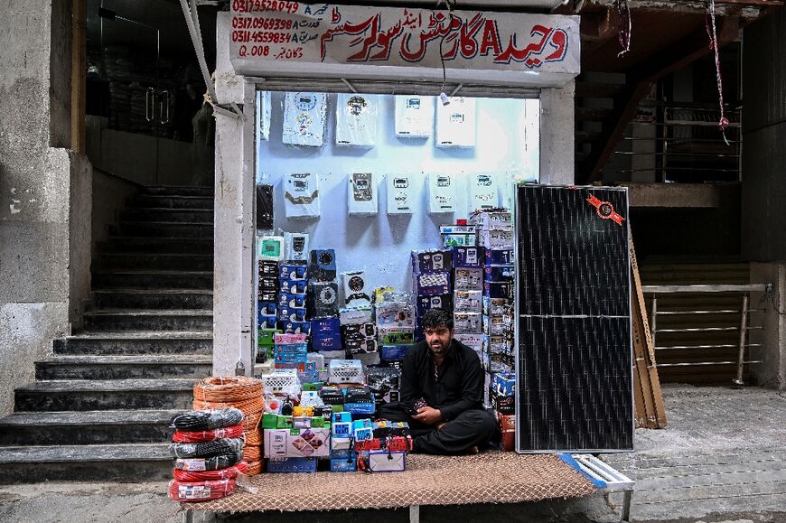 Solar panels for sale on the street in Pakistan's military garrison city Rawalpindi