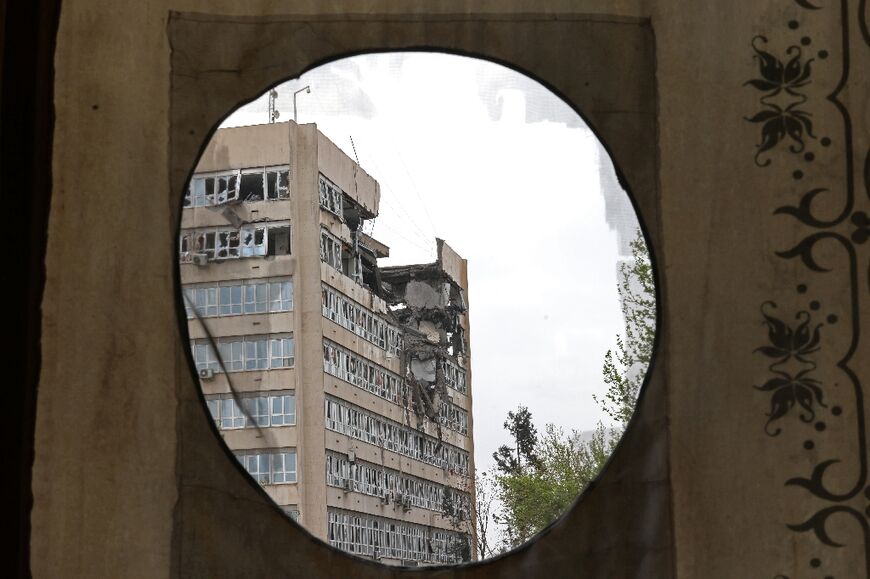 A view of a building damaged by strikes in Tehran on April 4, 2026